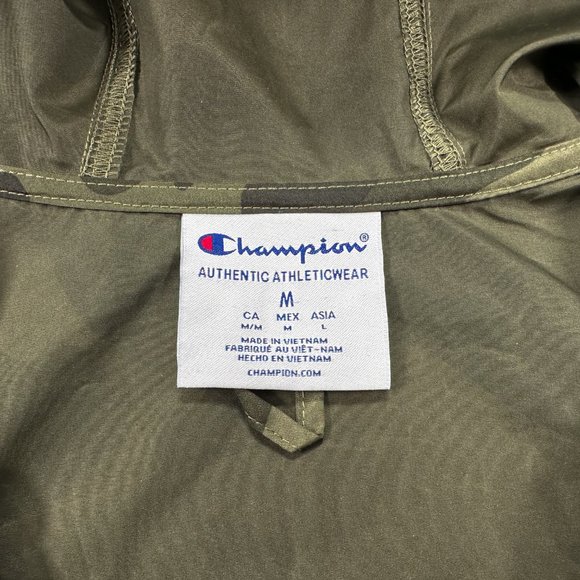 Champion Men's M 1/2 Zip Hooded Windbreaker Rain Jacket Camo Colorblocked NEW - Picture 2 of 7